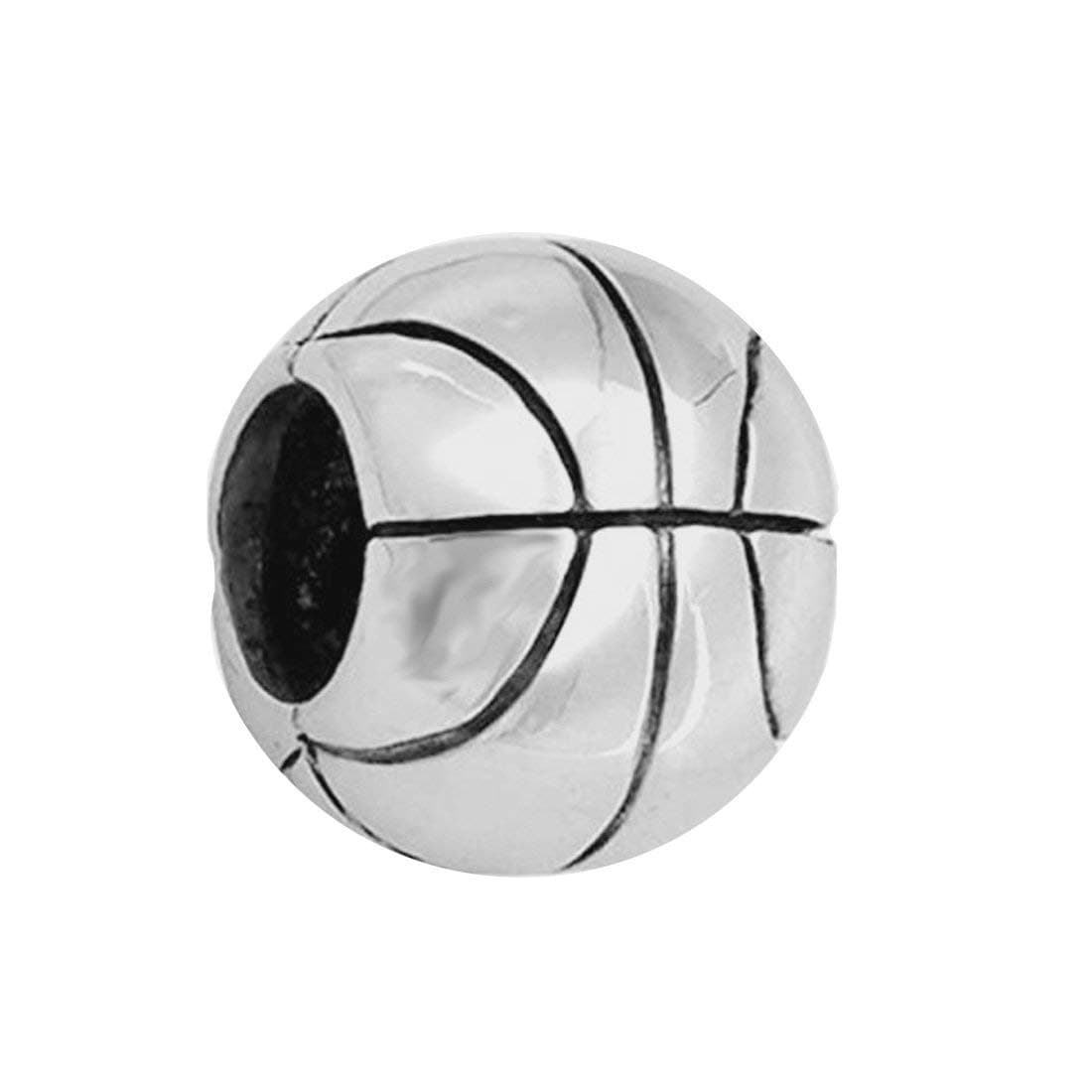 Lamoony CharmBasketball Charm 925 Sterling Silver Ball Charm Sport Charm for Pandoar Bracelet (C)