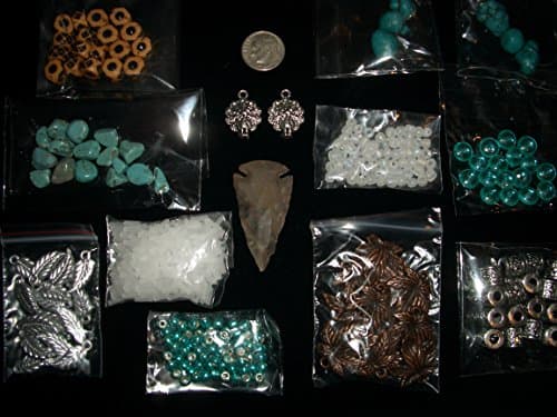 Junesgems Indian Arrowhead Stone Jewelry Making Bead Kit Turquoise Silver White Sea Glass