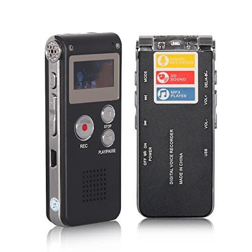 ACEE DEAL Digital Voice Recorder 8GB, Audio Voice Activated MP3 Player with Android USB Port, Multifunction Recorder Dictaphone with Built-in Speaker, Include Cables and Earphones Black-with-Silver