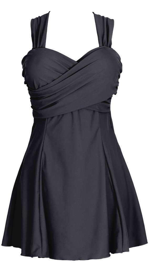 Azyuan Women's Elegant Crossover One Piece Swimdress Skirted Bottom Swimsuit