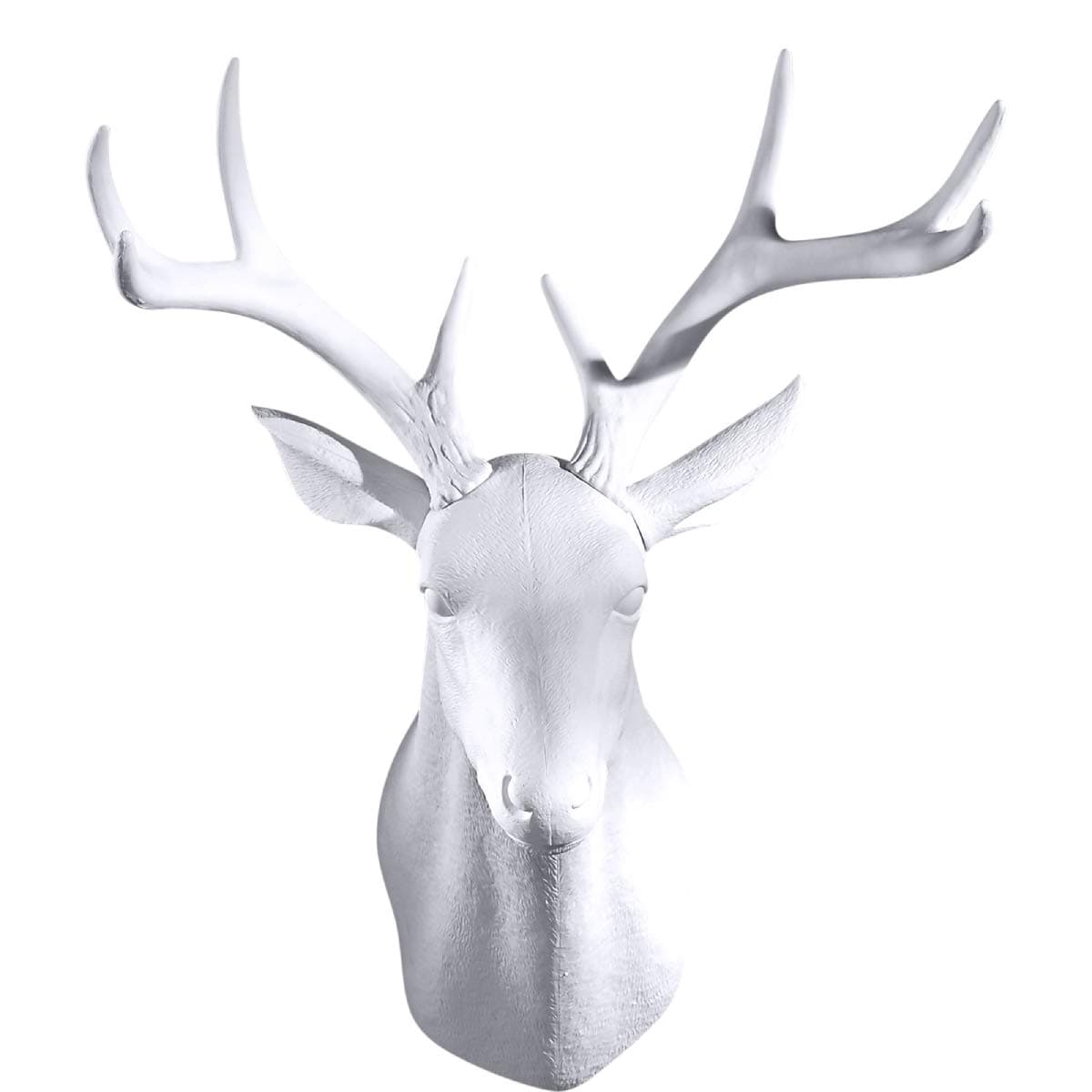 GAOBEI Wall Charmers 20 inch Large White Faux Deer Head Faux Taxidermy Animal Head Wall Decor - Handmade Farmhouse Decor - Rustic Wall Decor Deer Antlers (White Deer)