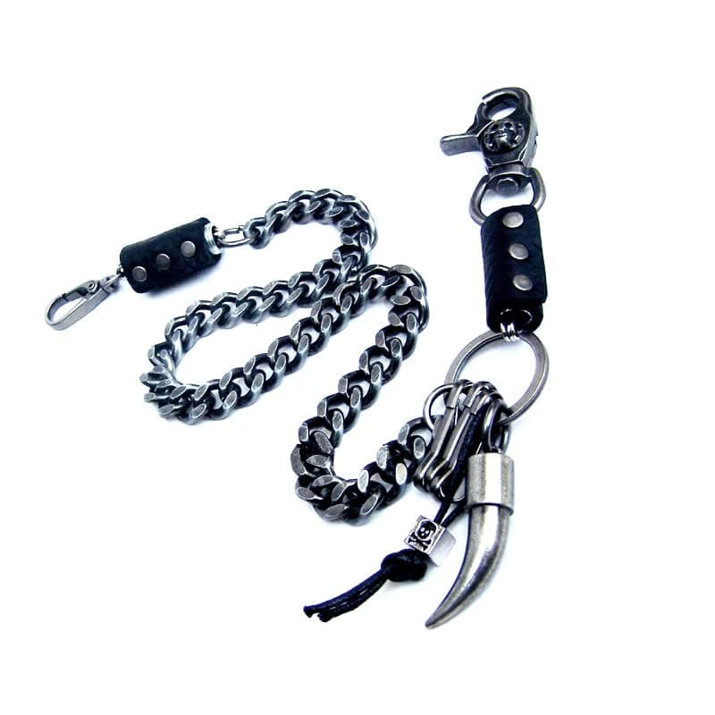 25" Hip Hop Men's Skeleton Black Gunmetal Wallet Chain Biker Trucker Keychain 13mm Wide Heavy Waist Jeans Chain