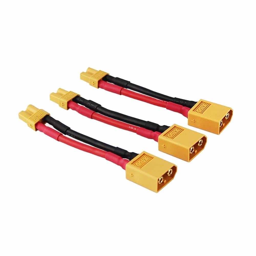 3pcs Male XT-60 to Female XT-30 Connector Adapter XT30 XT60 FPV Cable 16awg 1.96inch(pack of 3)
