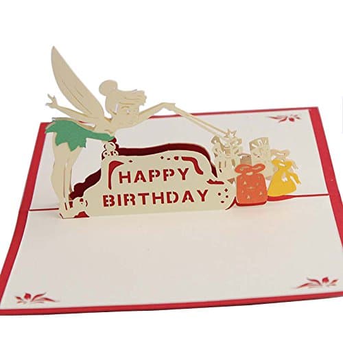 Queeni 3D Pop Up Creative Greeting Cards Handmade Thank You Thanksgiving Happy Birthday Post Card (Birthday Little Angel)