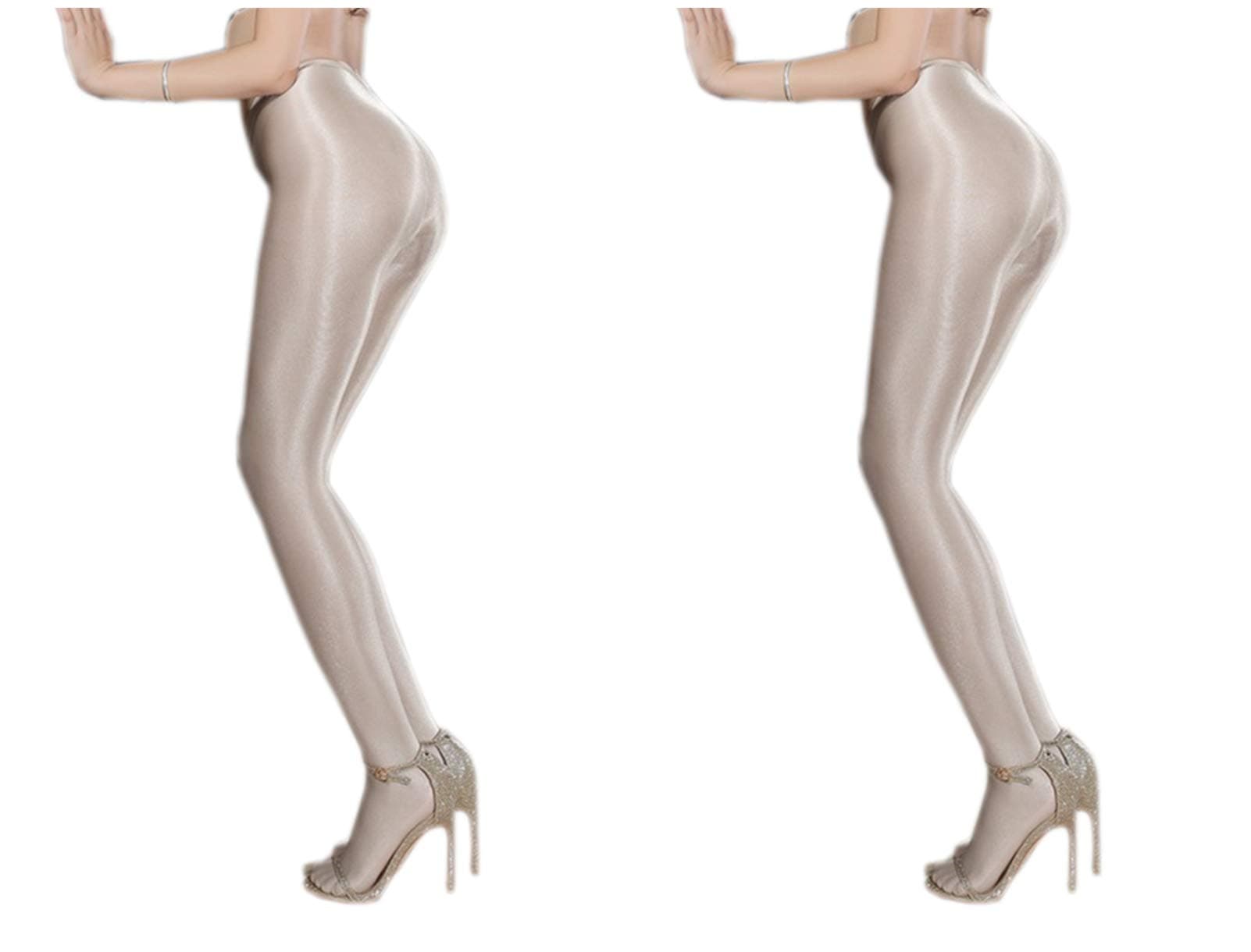 KFFYEYE Women's Control Top Thickness Stockings Pantyhose, Ultra Shimmery Stretch Plus Footed Tights