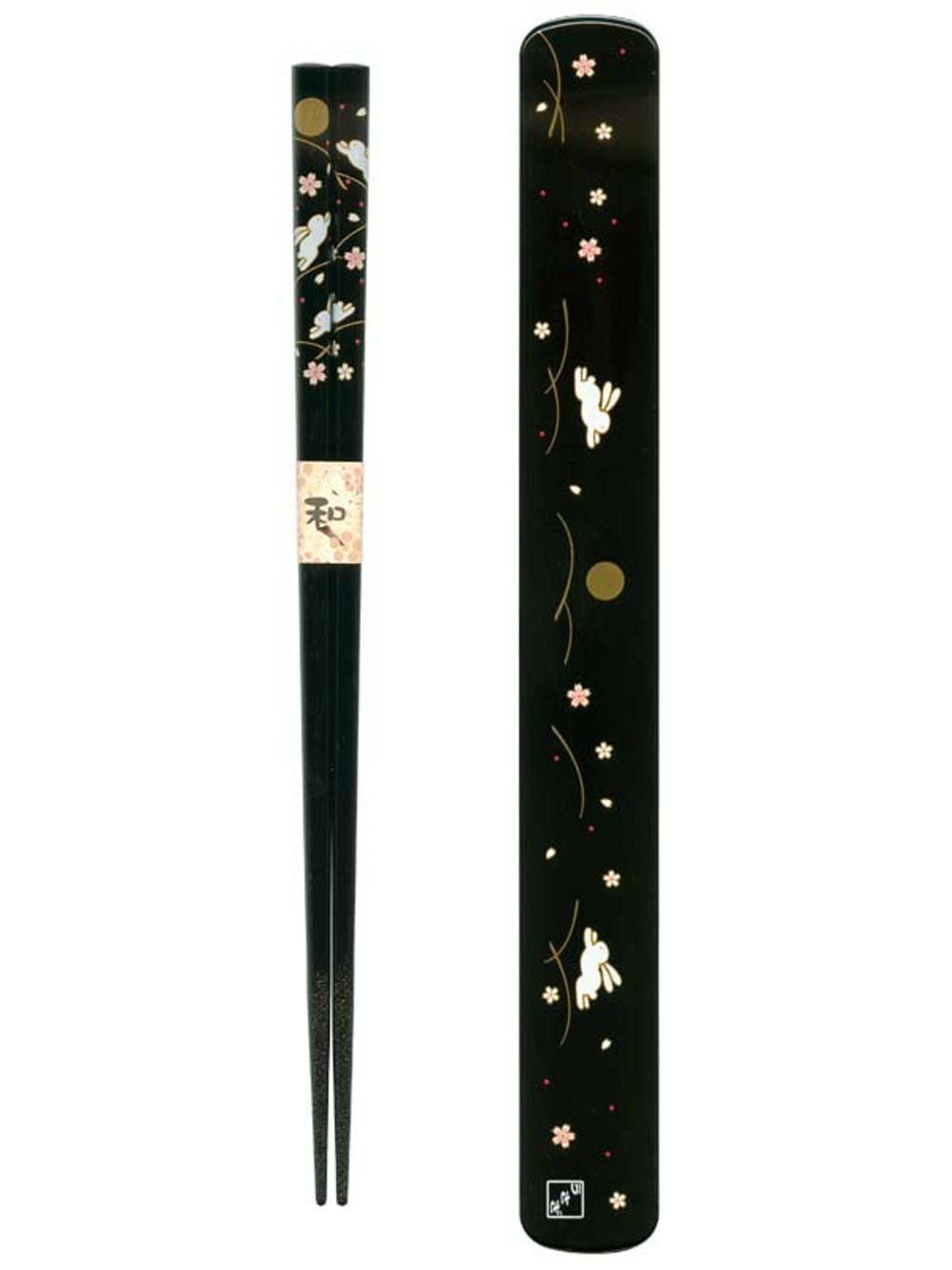 Tanaka-hashi Ryu Mei 058016 Rabbit Japanese Chopstick Box and Set, Black