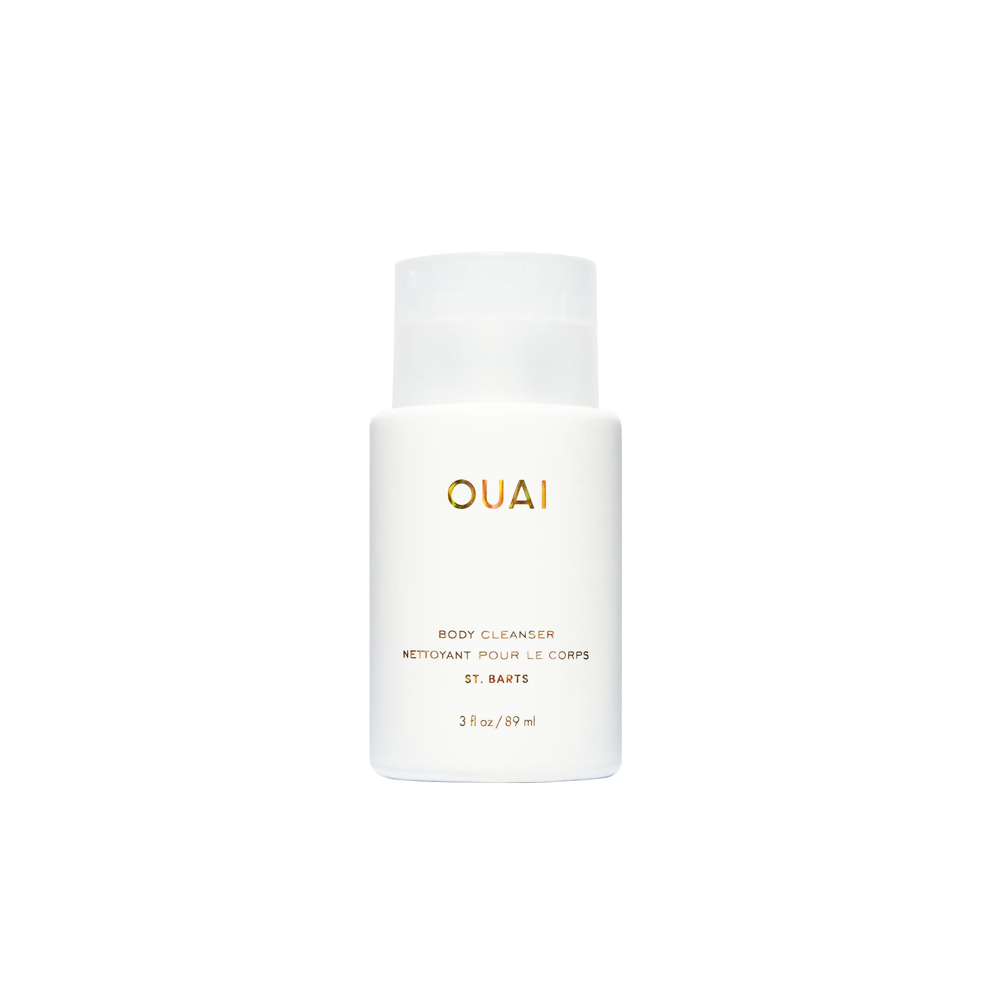 OUAI Body Cleanser, St. Barts Travel Size - Foaming Body Wash with Jojoba Oil & Rosehip Oil to Hydrate, Balance & Soften Skin - Paraben, Phthalate & Sulfate Free Skin Care Products (3 fl oz)