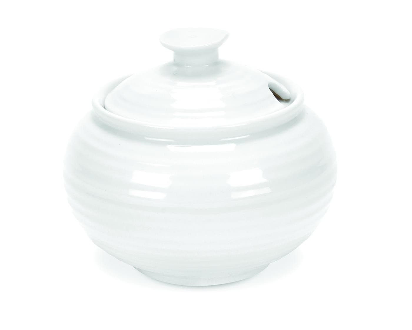 Sophie Conran White Covered Sugar Bowl with Lid – 11 oz Fine Porcelain Container, Perfect for Tea & Coffee Service, Stylish Dining Table Accessory, Easy to Clean & Dishwasher Safe