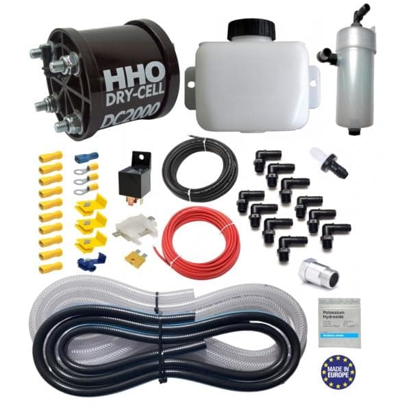 HHO Generator DC2000 – Engine Optimization System/Hydrogen Supplementation System, Hydrogen Gas Kit for Cars (12/24V, Dry Cell, 17 Plates, Includes Accessories & Manual)