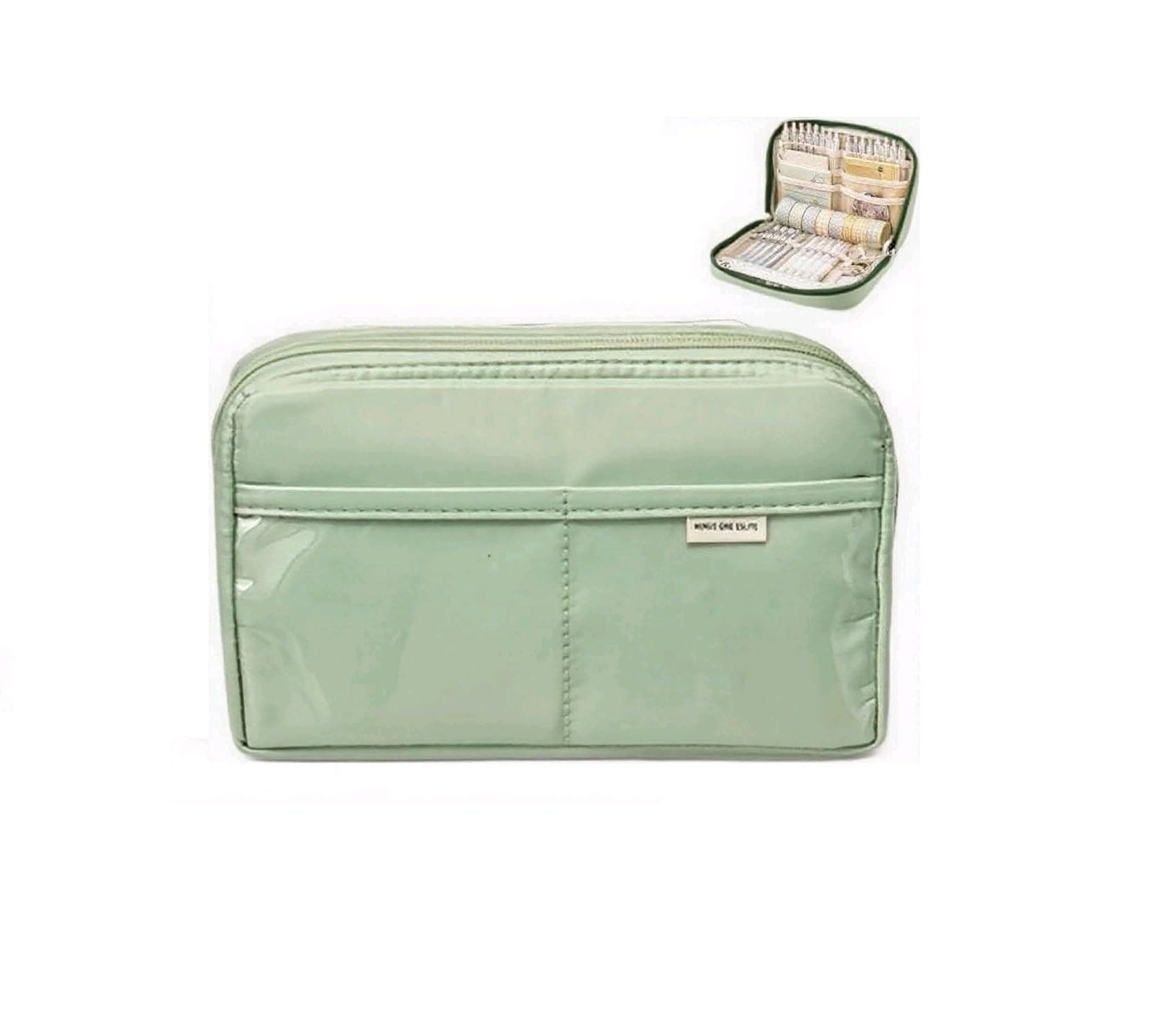 Kawaii Cute Esthetic Pencil Case - Large Capacity Canvas Pen Pouch Bag, green, Daily