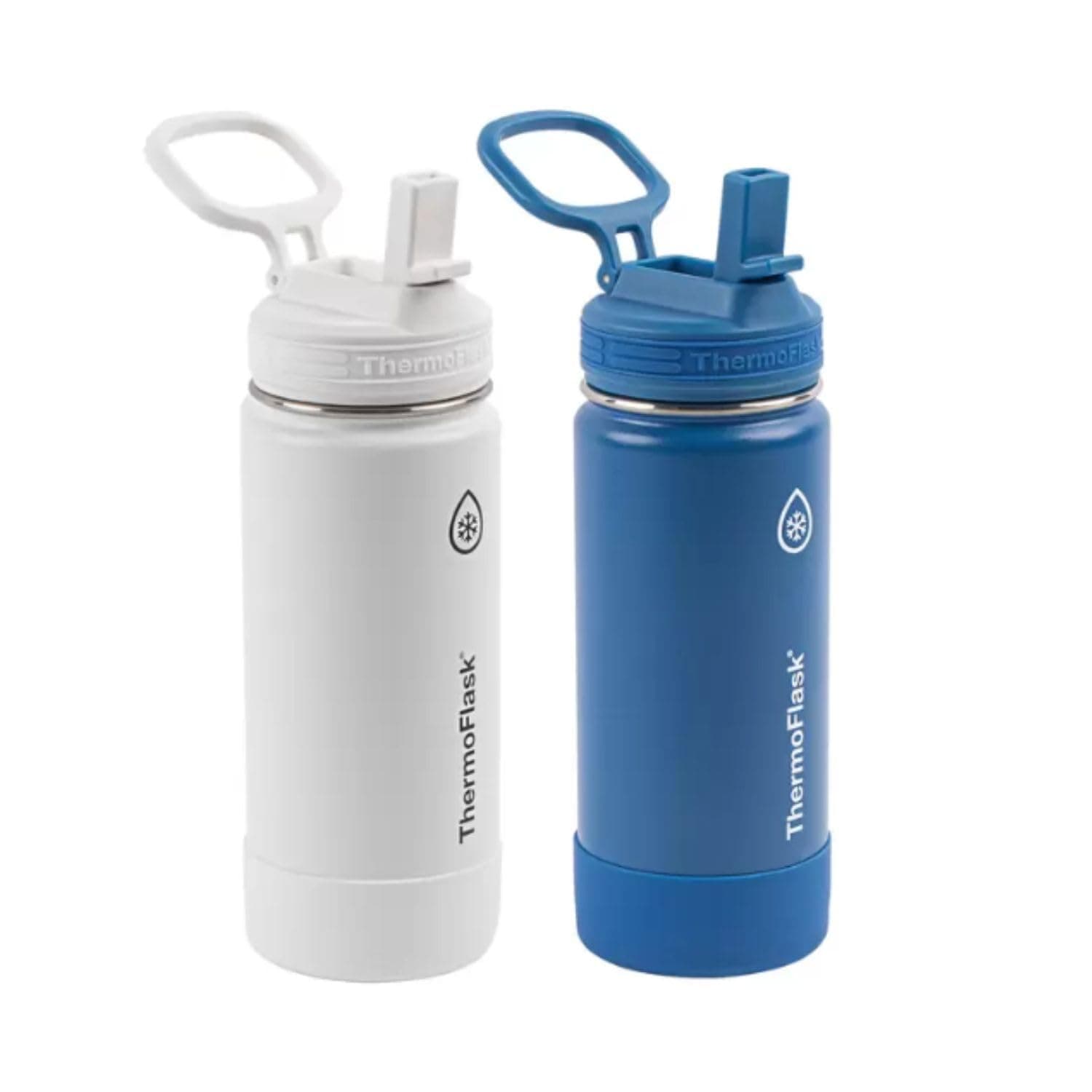 Set of 2 16 oz Stainless Steel Bottles (White/Blue)