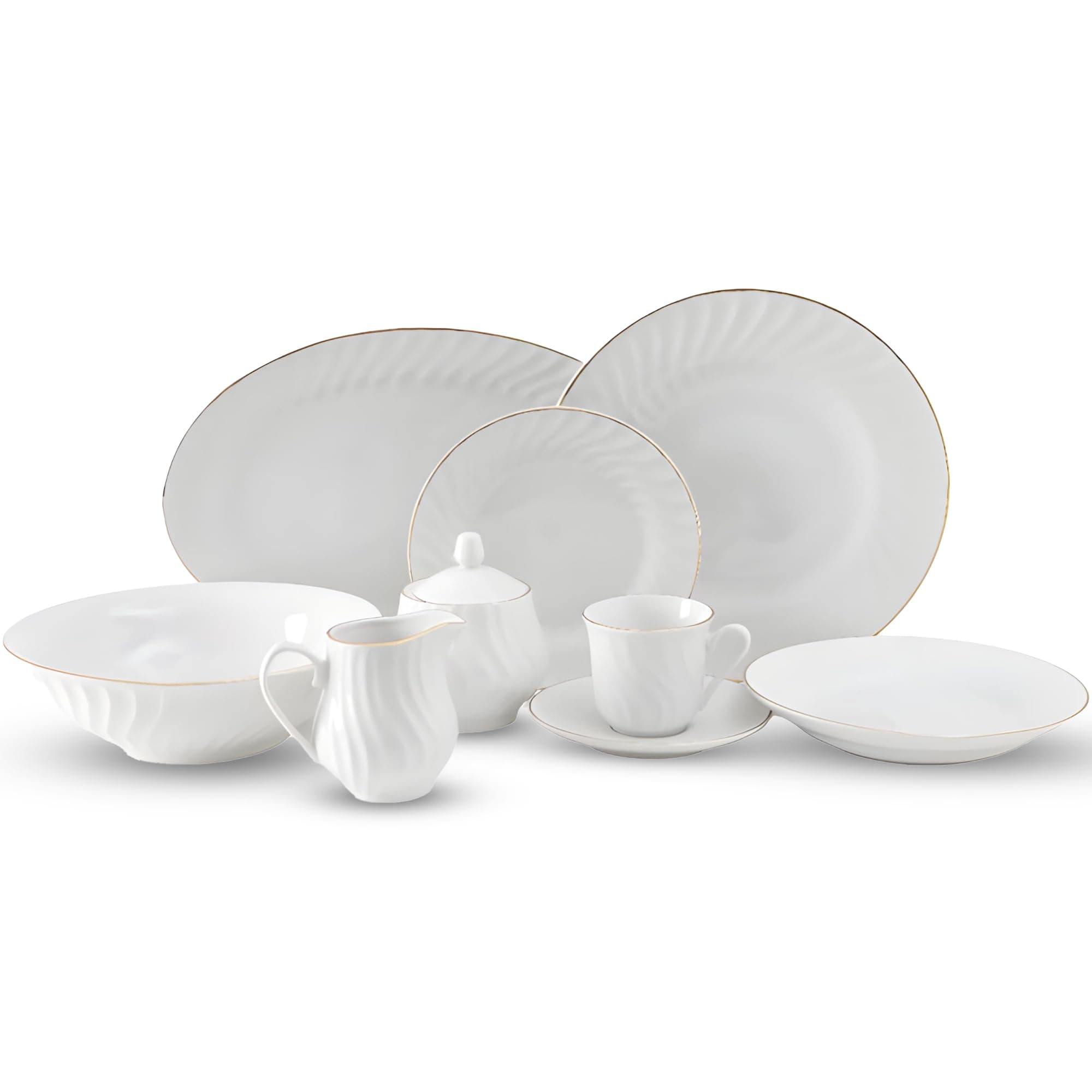 Lynns Imperial Gold Dinner Set 45PC with Gold Trim; Vintage Floral