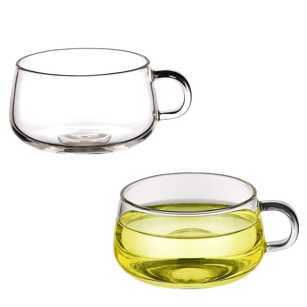 Dceyaor Transparent Glass Handle Coffee Cup, High Boron Glass Glass Teacup, 10 oz (Set of 2)
