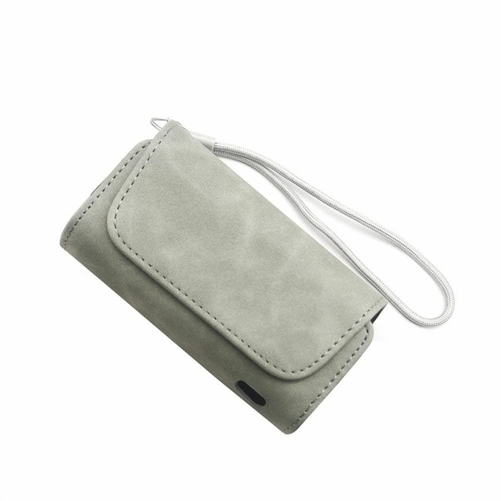 SzaerfaProtective Cover Case for Iqos 3.0 Duo,PU Leather Flip Double Pouch for E-Cigarette,with Magnetic,Electronic Cigarette Accessories (Gray)