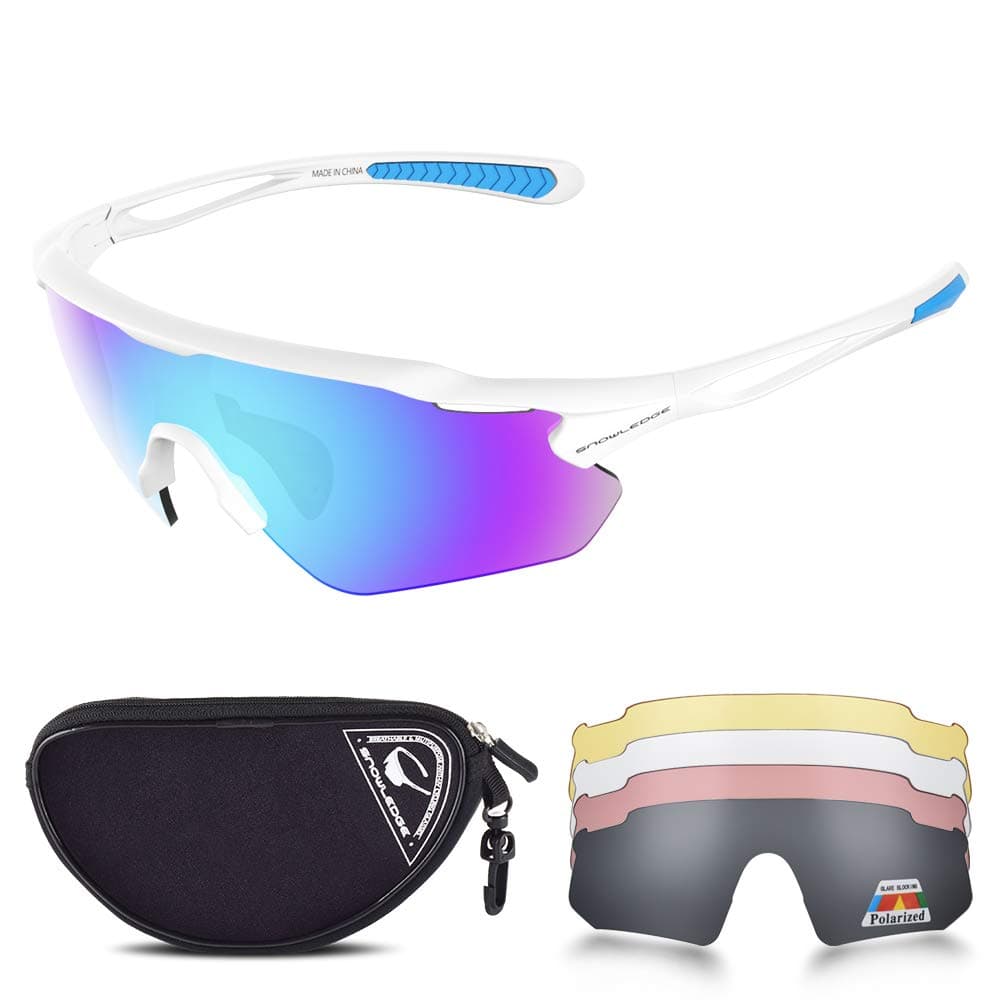 Snowledge Sports Sunglasses UV 400 Protection, Cycling Glasses with TR90 Superlight Frame for Men Women Cycling Climbing Fishing Driving Golf