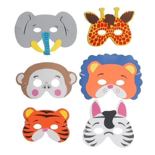 12 Foam Wild Animal Masks - Fancy Dress party
