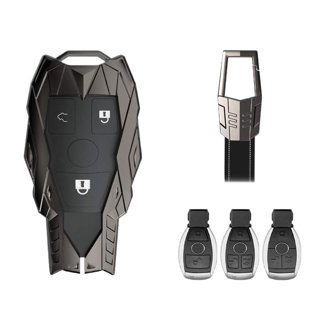 K LAKEY Car Key Fob Cover,Compatible with Mercedes Benz Buckle Black