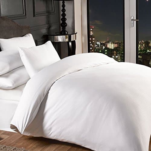 Vivente Home Grosvenor Satin Stripe Cotton Rich 1000 Thread Count Fitted Sheet, White, Double