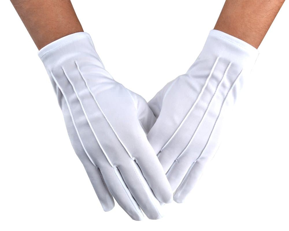Men Police Formal Tuxedo Honor Guard Parade Nylon Cotton Gloves 26cm