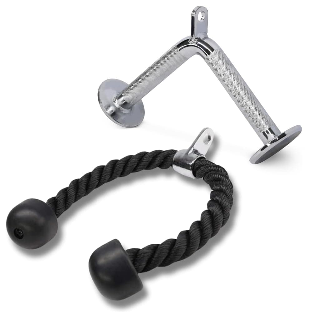 Yes4All Cable Machine Attachment, Row Handles, Tricep Rope, Straight Bar, V Bar, LAT Pulldown Accessories Load 880 LB for Home Gym