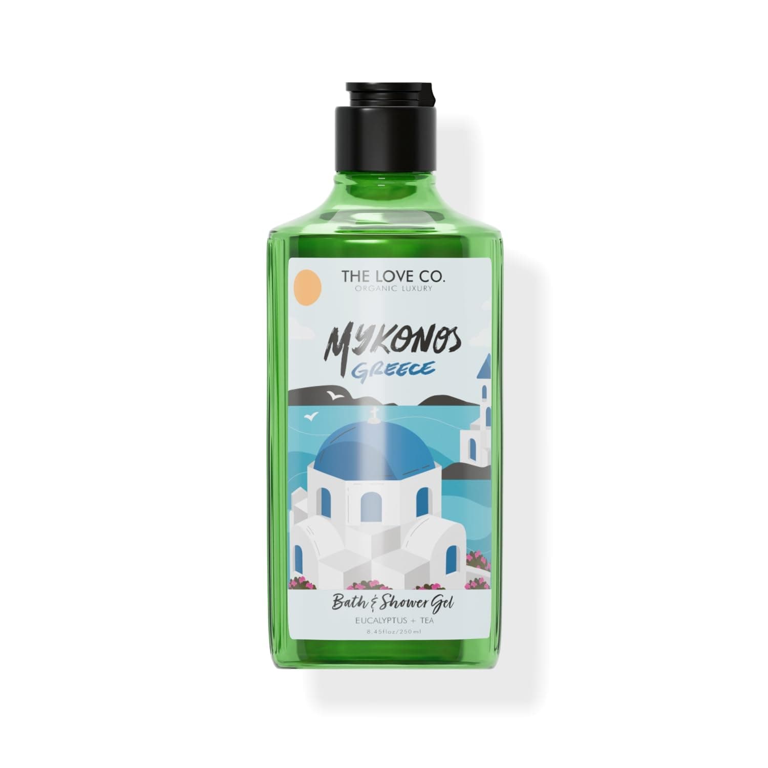 THE LOVE CO. Luxury Mykonos Greece Body Wash Shower Gel 295Ml | Refreshing & Hydrating Formula | Unisex Bath & Body Wash for Men & Women | Vegan & Paraben Free | Vegan & Cruelty-Free
