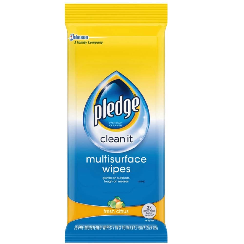 PledgeMultisurface Wipes, Fresh Citrus, 25 Wipes Per Pack (2 Packs)