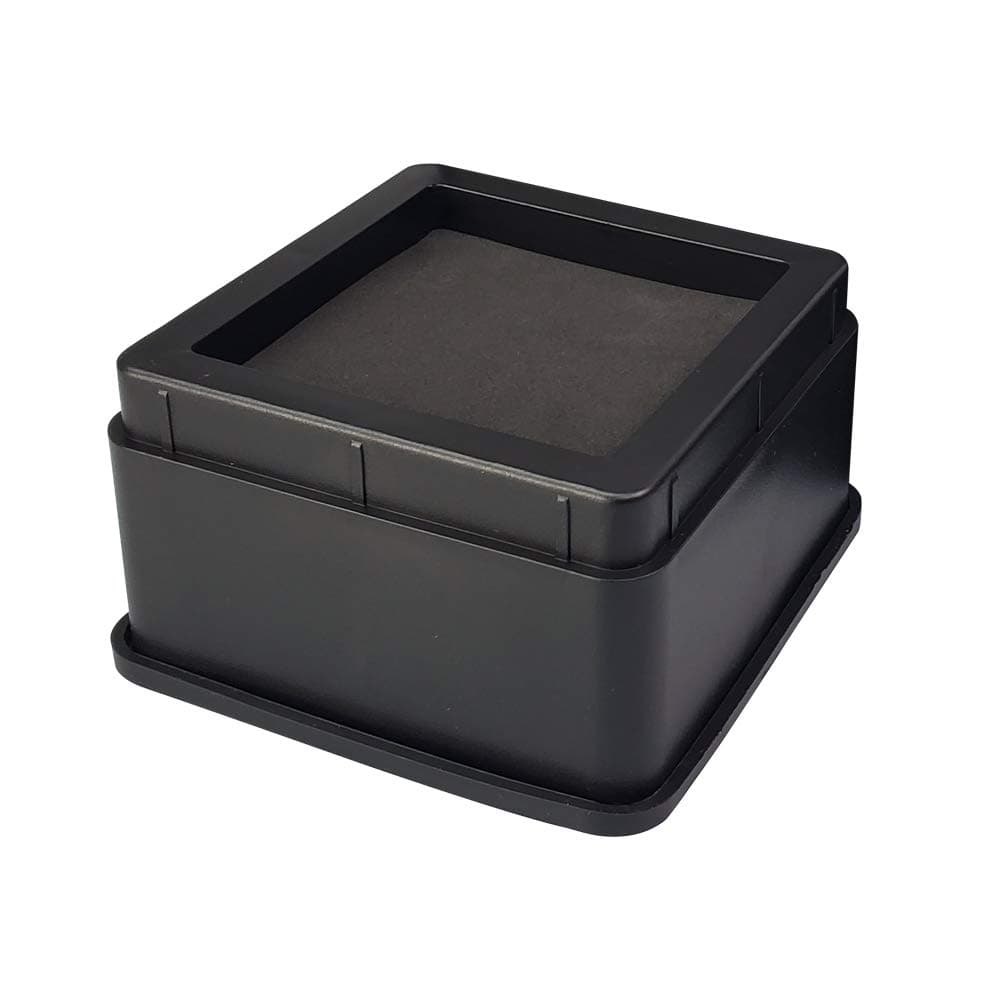 aspeike 4 Packs 2 Inch Bed Risers, 4 Inch Furniture Risers if 2 Kits Stacked, Durable and Sturdy Square Bed Lifts - Lifts Up to 6000 LBs (Anti Slip Mat at Bottom) Added 4" Height by Two Kits, Black