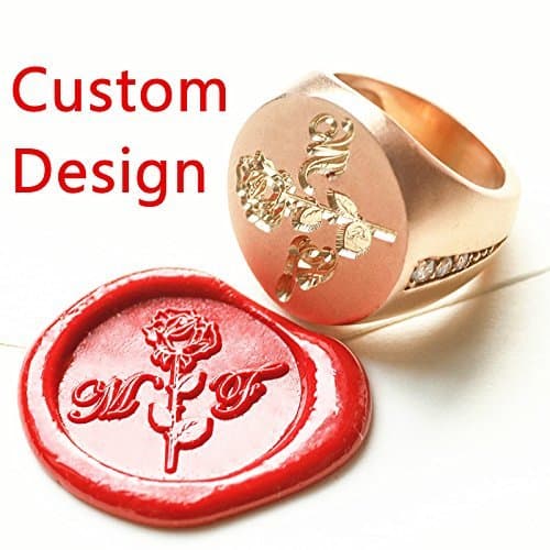 MDLG Custom Design Luxury Golden Wedding Ring Logo Personalized Name Letters Picture Wax Seal Sealing Stamp