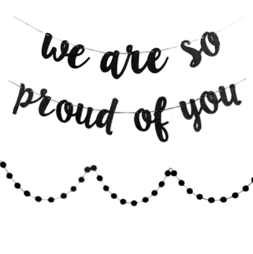 Graduation Decorations,Graduation party decorations 2023, Graduation Party Supplies 2023, We are So Proud Of You Banner, With Black Circle Dots Garland, Congratulations Banner,Congrats Banner