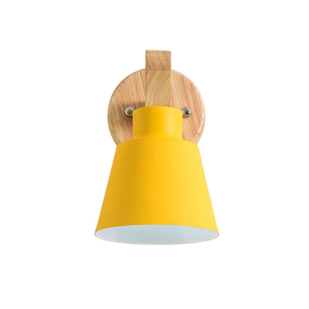 HJZY Simple Wooden Wall Light Modern Children's Light for Aisle Bedroom Living Room Office Creative Metal Wall Light Sconces E27 Voltage 110~240V (Color : Yellow)