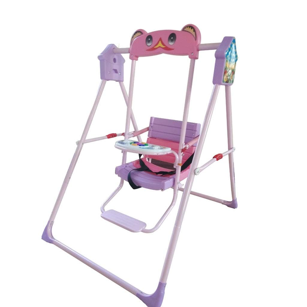 Love lamp Outdoor Swing Children's Swing Indoor and Outdoor Baby Rocking Chair Hanging Chair Home Children's Swing Multi-function Folding Child Seat Toy (Color : Pink)