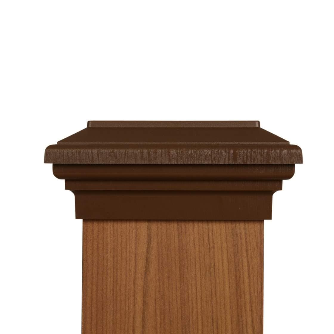 6x6 Post Cap (5.5") Brown Newel Island Plateau Top for Outdoor Fences, Decks and Mailboxes, by Atlanta Post Caps