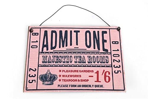 Vintage Style Admit One Majestic Tea Rooms Metal Hanging Sign