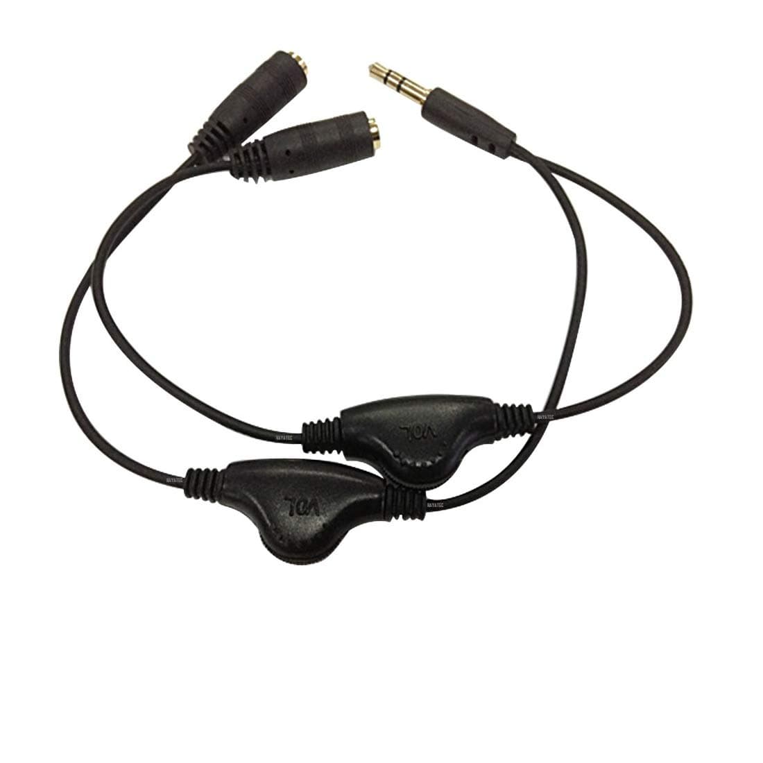 Headphone Sound extension code with Twin Volume Controls - Share/Splitter earphone audio with 2 people, Works universally with by HAYATEC