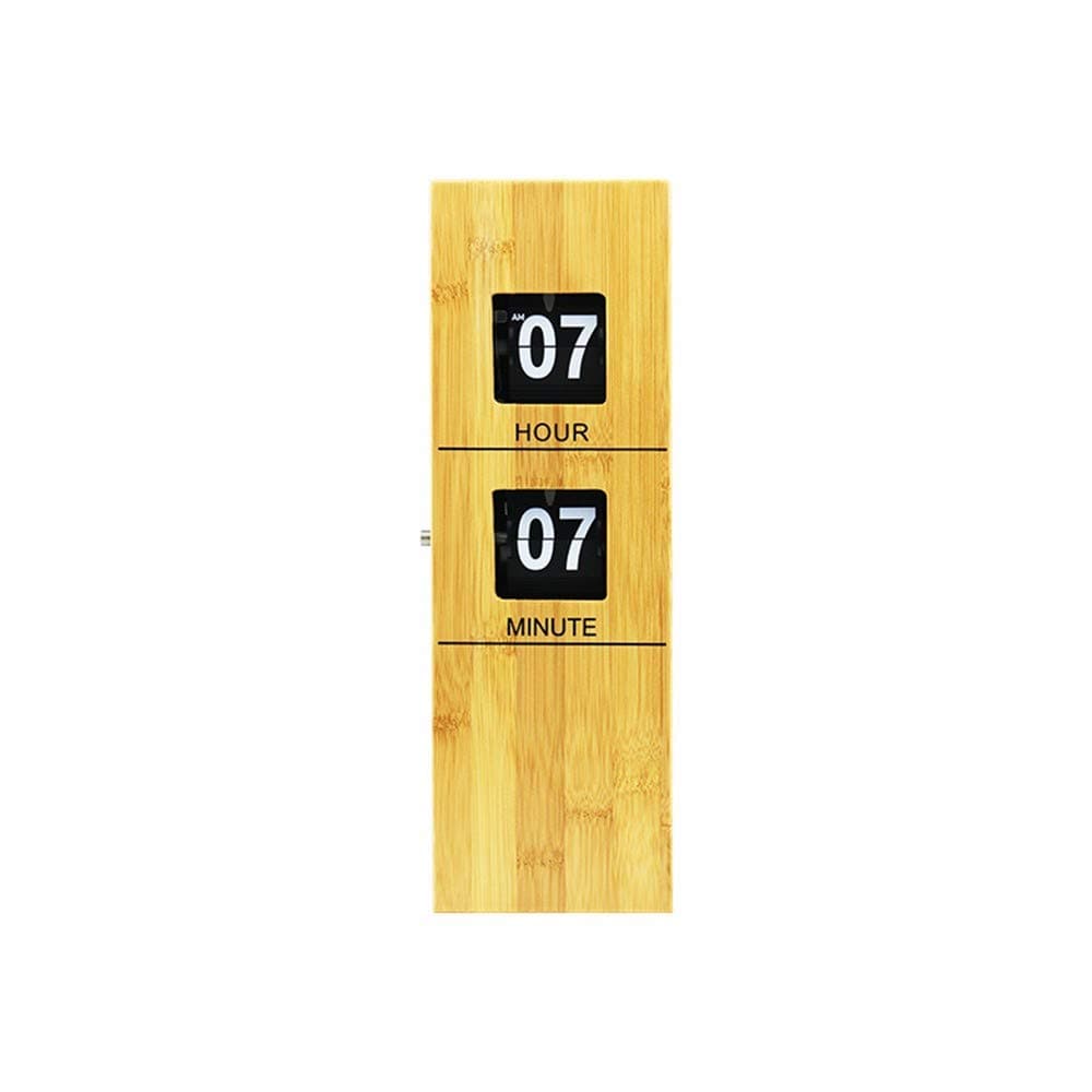 Imoerjia United States and Living Room Clock Creative Bamboo Wooden Pendulum Clock Flip Wall Clock Clock Auto Flip Clock,11 * 6.5 * 33.5Cm
