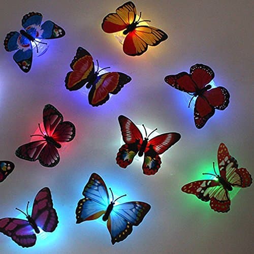 TAKSONColourful Butterfly Decoration Light LED Butterfly sticker wall Decorative for Garden,backyard,Lawn,Party(12PCS)