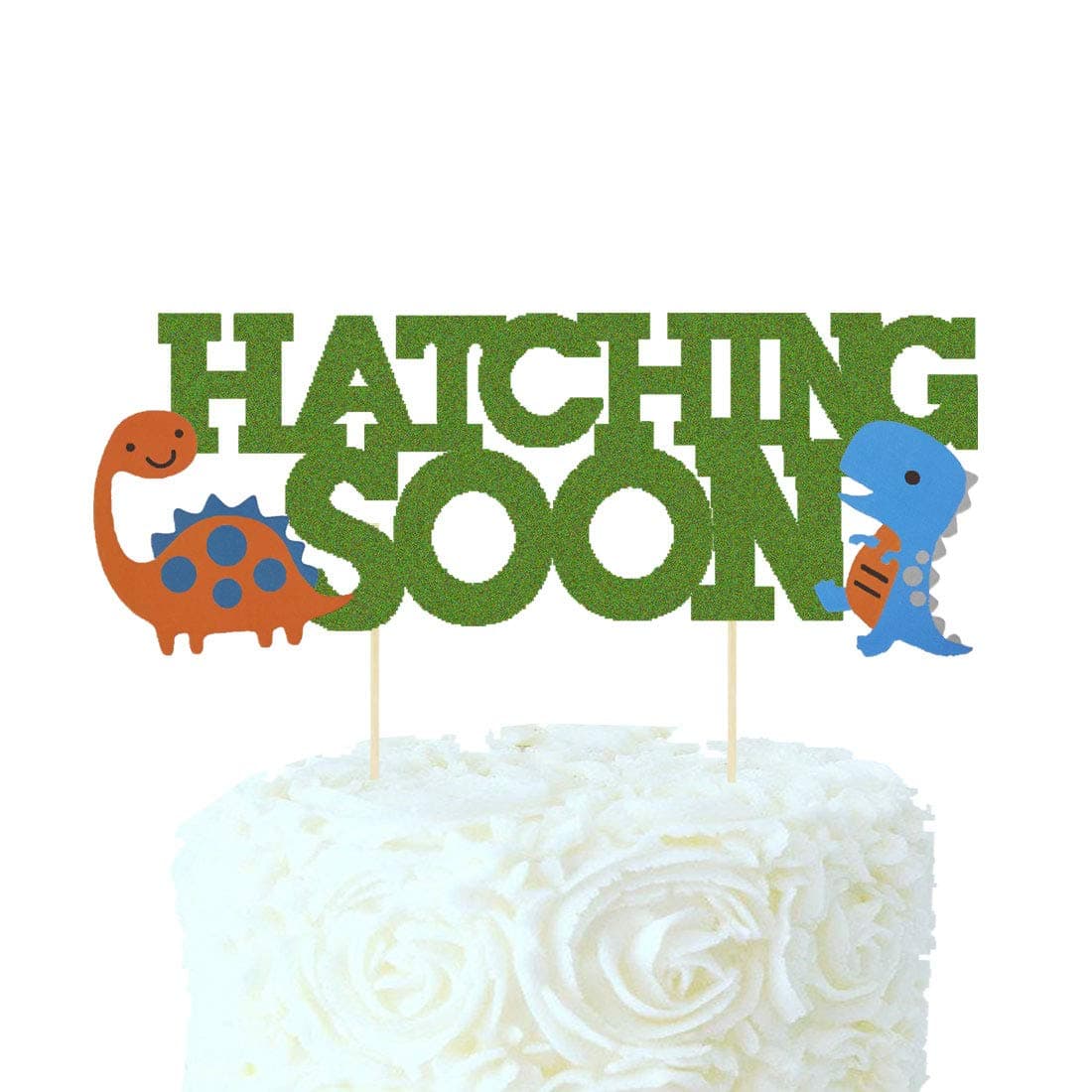Hatching Soon Cake Topper,Dinosaur Baby Shower Cake Topper,Dinosaur Baby Shower Boy Party Supplies Decorations