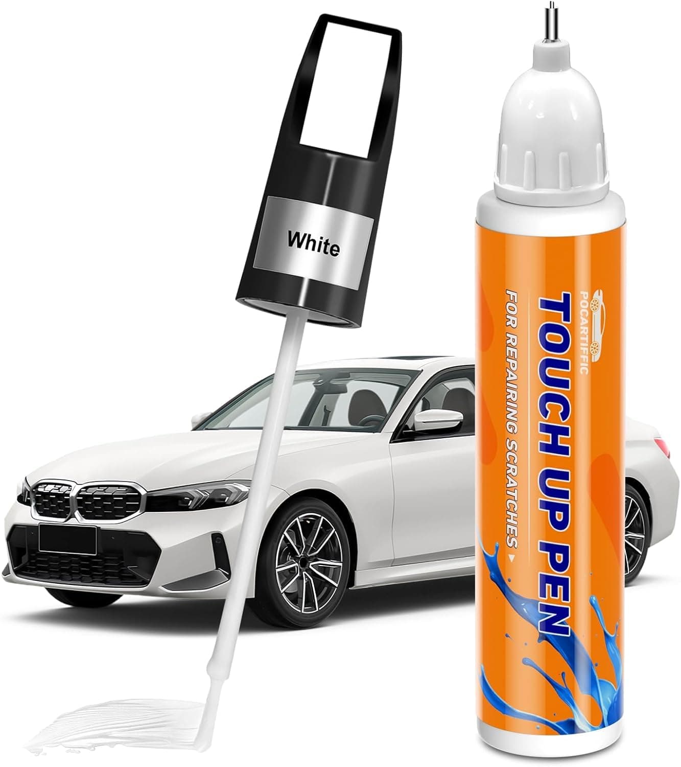 vercapm Car Scratch Repair, White Car Paint Touch up, Premium Car Scratch Remover for Deep Scratches, Precise Automotive Paint Color Matching, Also Used as Wheel Paint, Rim Paint(White)