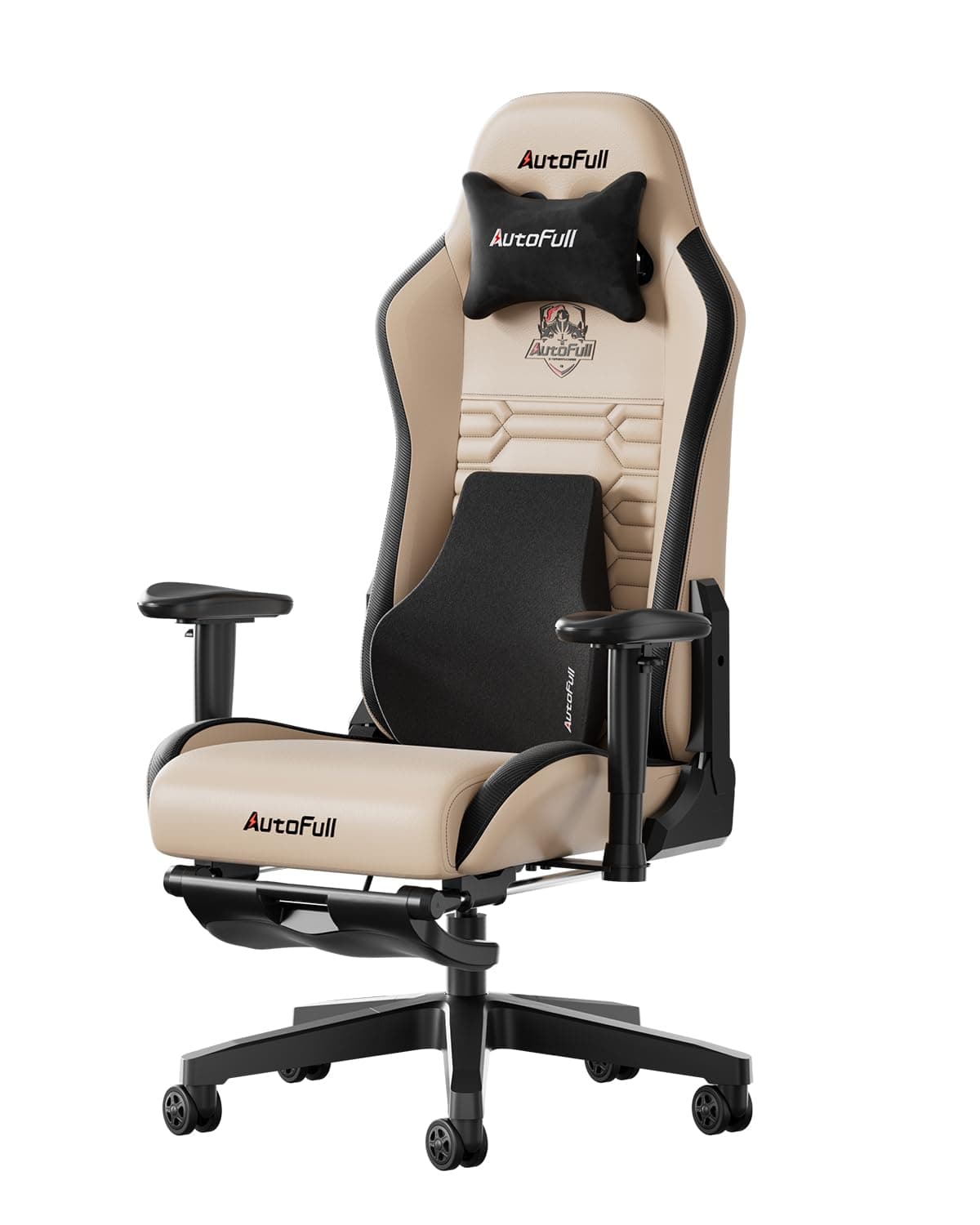 Ergonomic Gaming Chair PU Leather Gaming Chair Office Chair, Adjustable Seat Height and Reclination, Headrest and Lumbar Support, Footrest, Brown