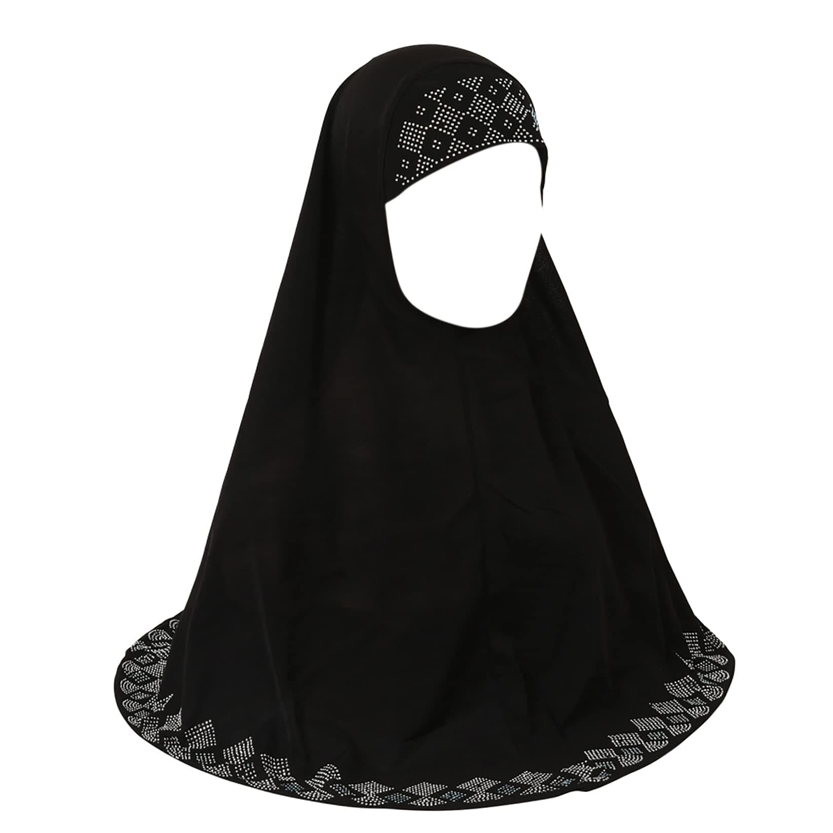 ZGMYC Women Shiny Rhinestones Muslim Hijab Elegant Long Turban Cap Head Wrap Scarf