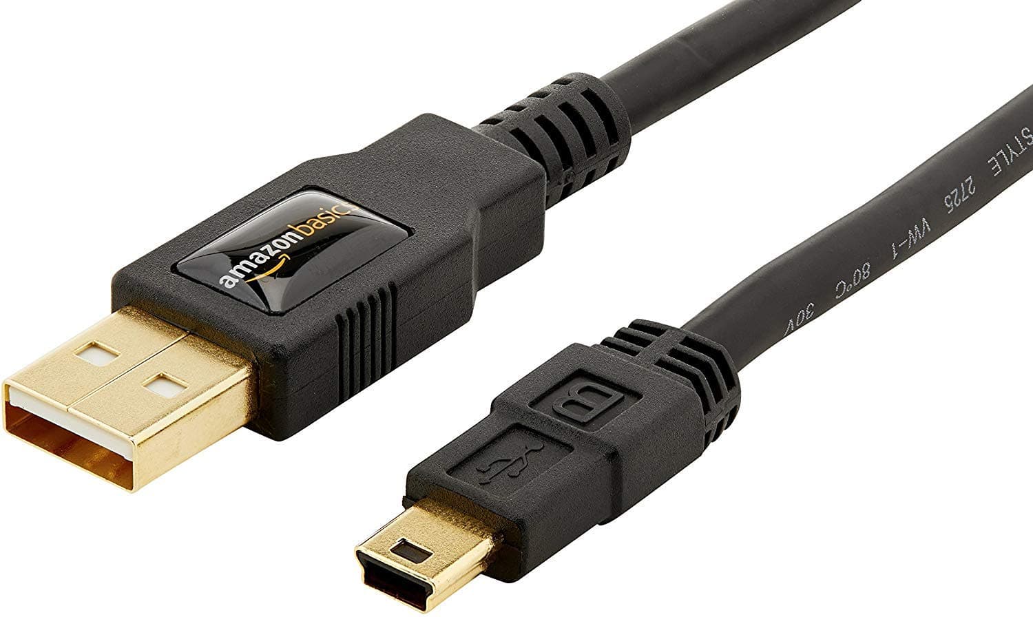 USB-A to Mini USB 2.0 Cable, 480Mbps Transfer Speed with Gold-Plated Plugs, 3 Foot, Black
