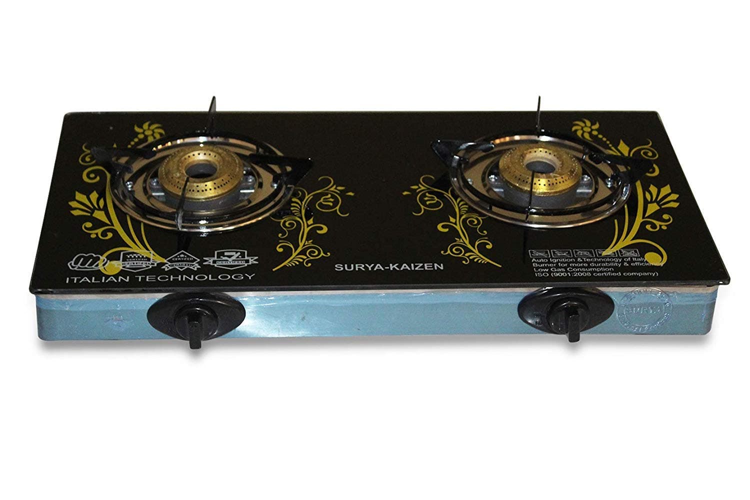 AKSHAT Gas Stoves 2 Burners (Design May Vary Slightly) with Auto Ignition and Heavy Body by Akshat | Gas Stove | 2 Burner Gas Stove | Automatic Gas Stove