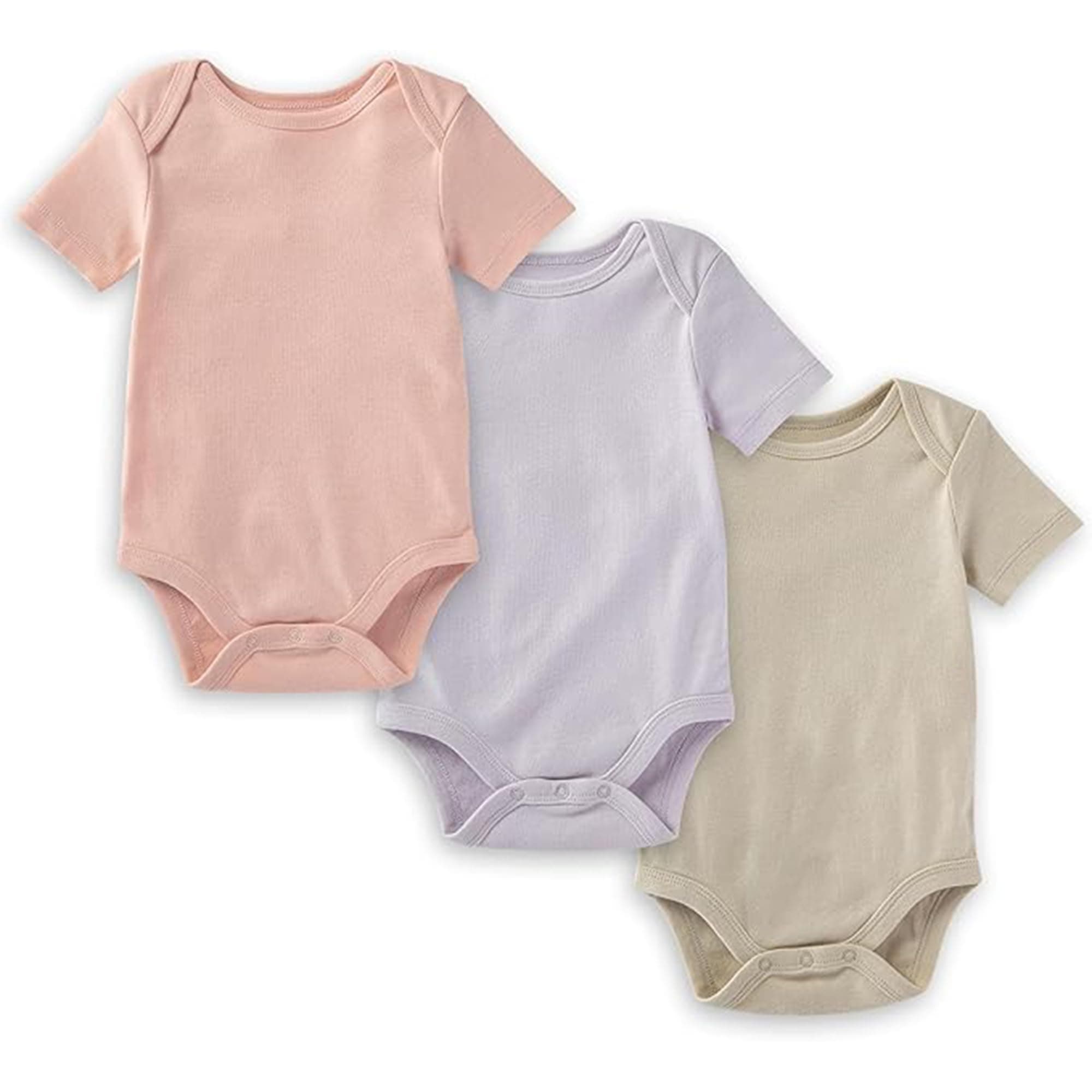Unisex Short Sleeve Organic Cotton Bodysuits, 3-Pack