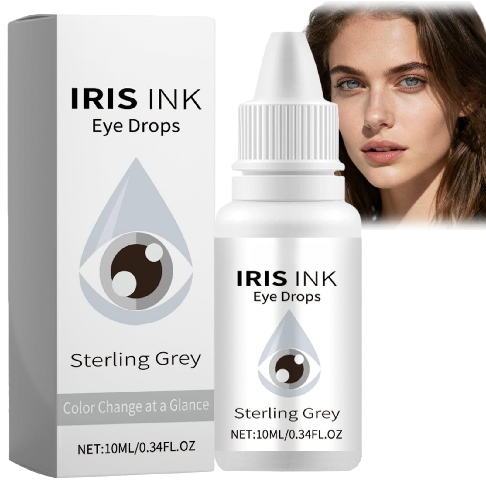 Irisink Eye Drops,Fancy Drops Change Eye Color,E/ye Color Changing,Moisturizing E/ye DRO/ps,Brightening E/ye Drop/s,Lighten & Brighten Your Eyes Color,Ey/e Drop/s for Dry Eyes(Grey)