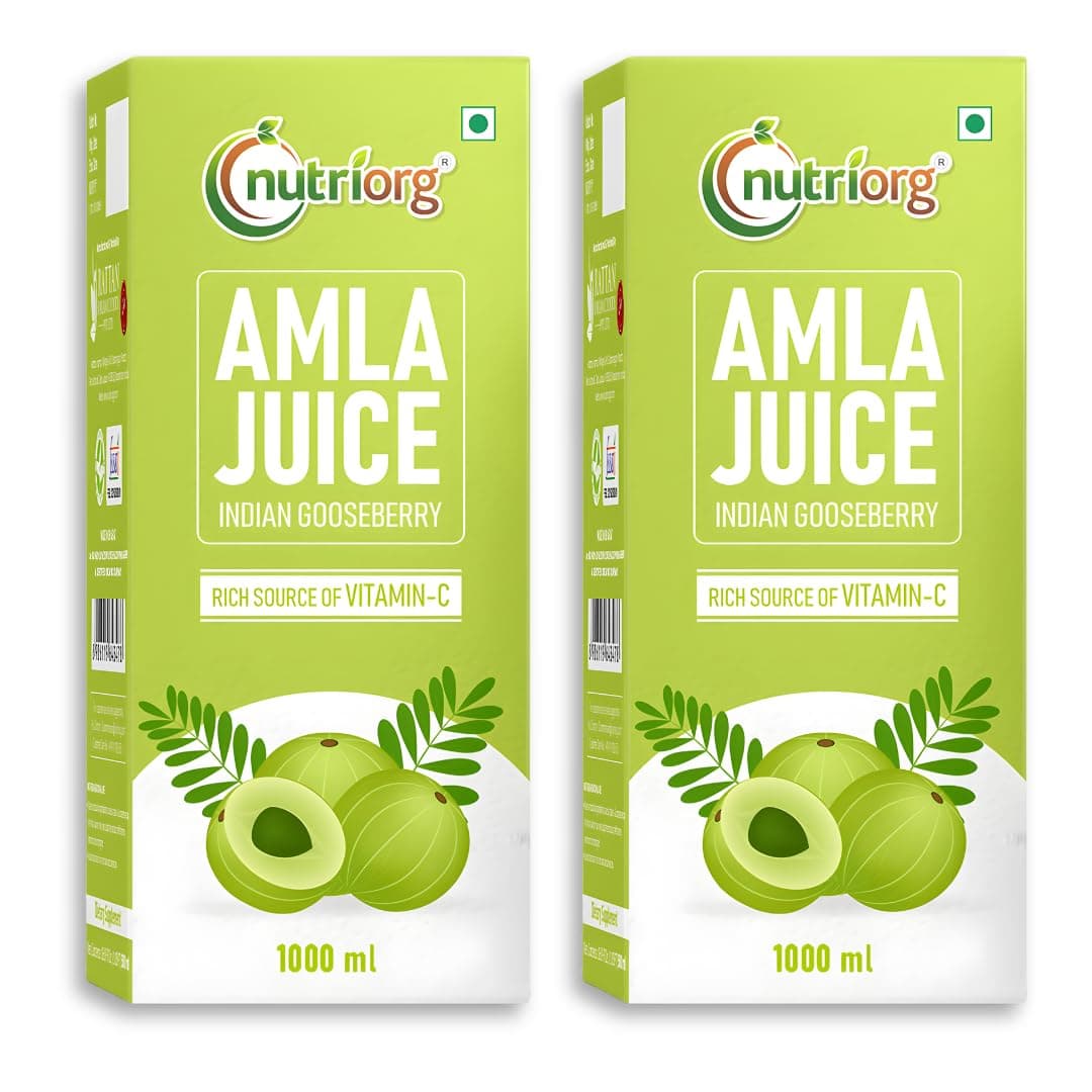 Nutriorg Wild Amla Juice 1L (Pack of 2 * 1000ml) – Power of 93 Farm-Grown Amlas from Our Own Organic Farms | Cold Pressed & Sourced Fresh from Pratapgarh | Natural Vitamin C Booster for Glowing Skin Strong Hair & Immunity | Detox & Weight Loss Drink | No Added Sugar