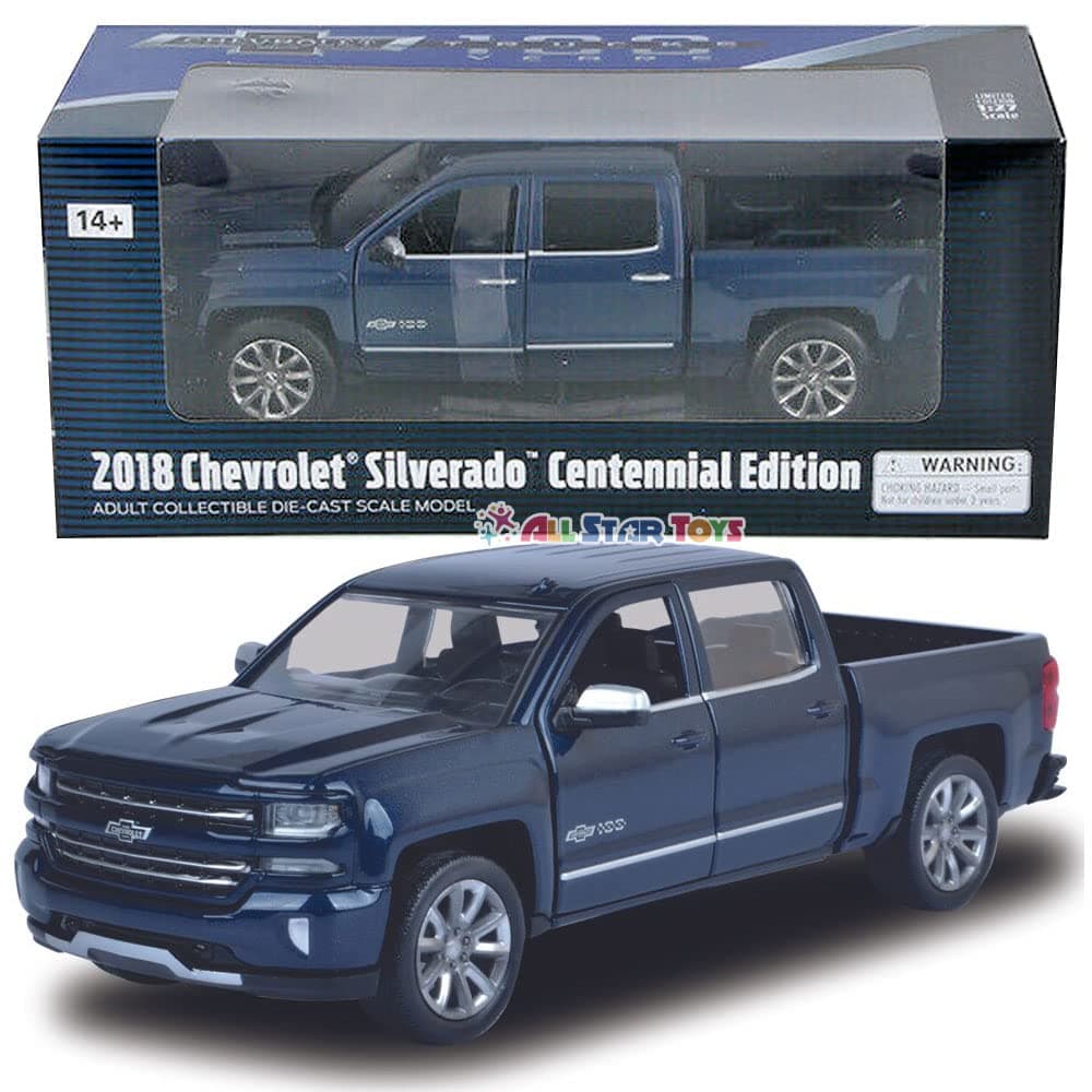 Chevrolet Silverado Pick up Centennial Edition 2018 Dunkelblau Metallic Modellauto 1:24 1:27