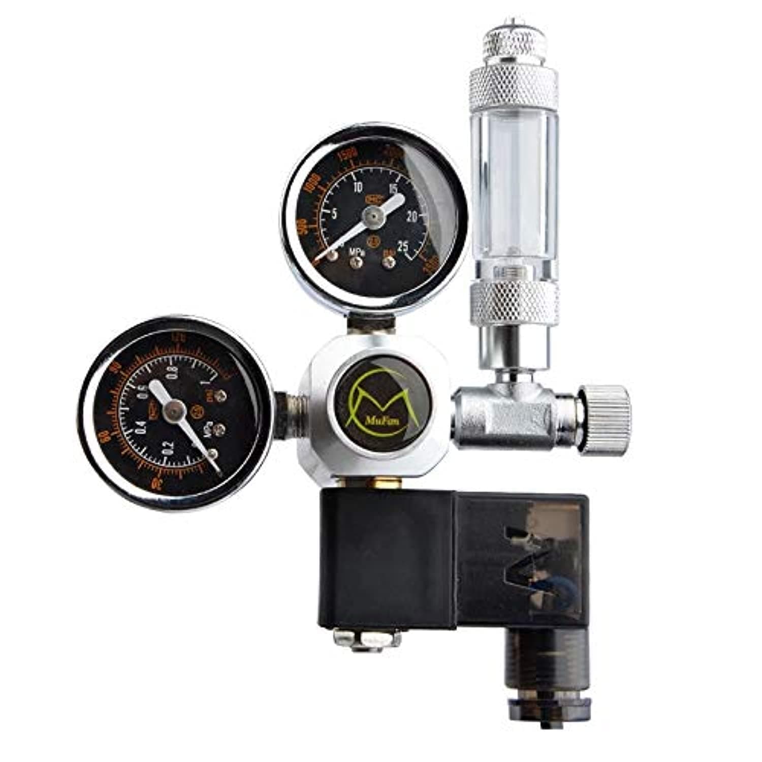 VAYINATO Mufan Dual Gauge Co2 Regulator with Solenoid and Bubble Counter with The Thread Size G 5/8