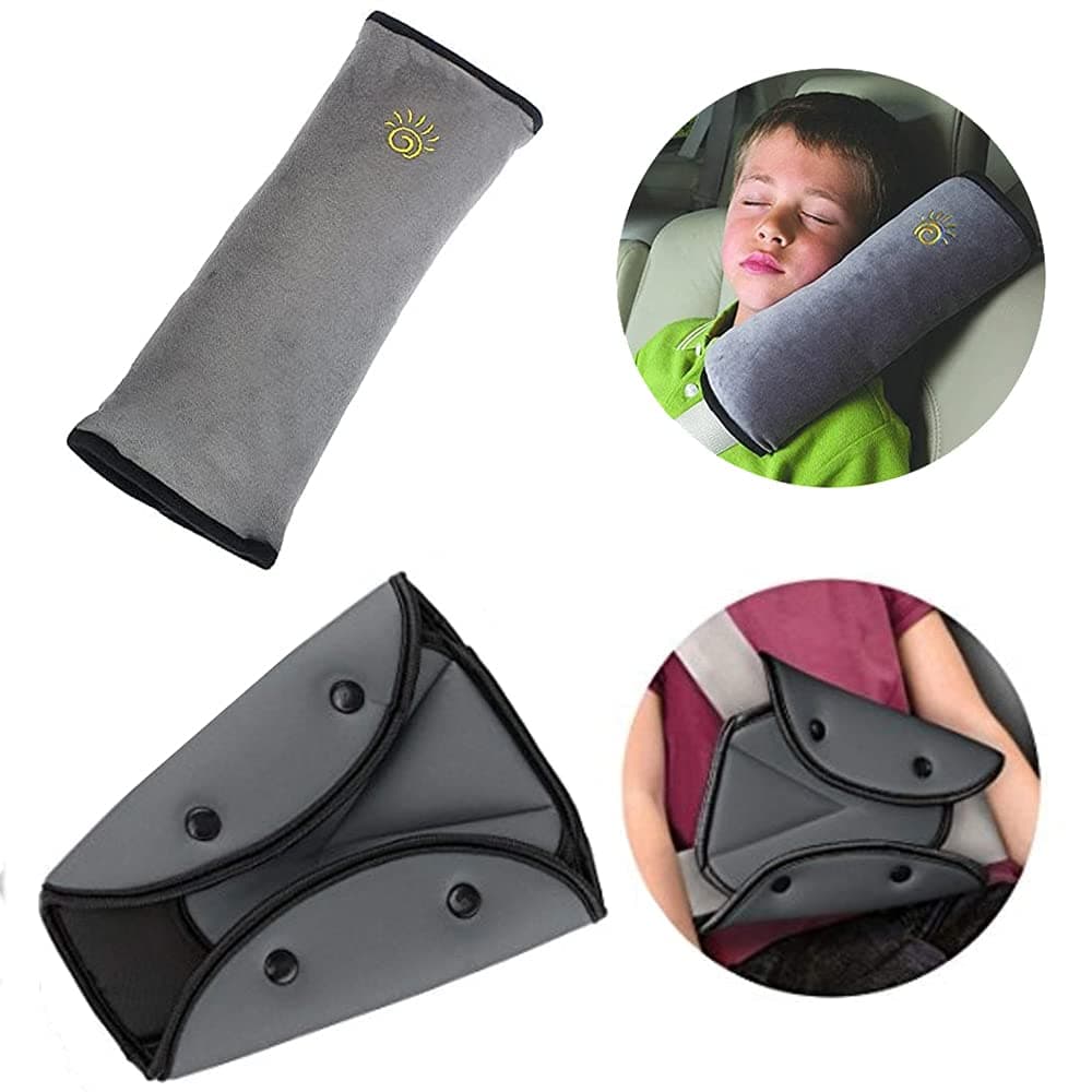 ELECDON Auto Pillow Seat Belt,2 Pieces Car Seatbelt Safety Cover, Soft Vehicle Headrest Firm Shoulder Neck Support Strap Adjuster for Children