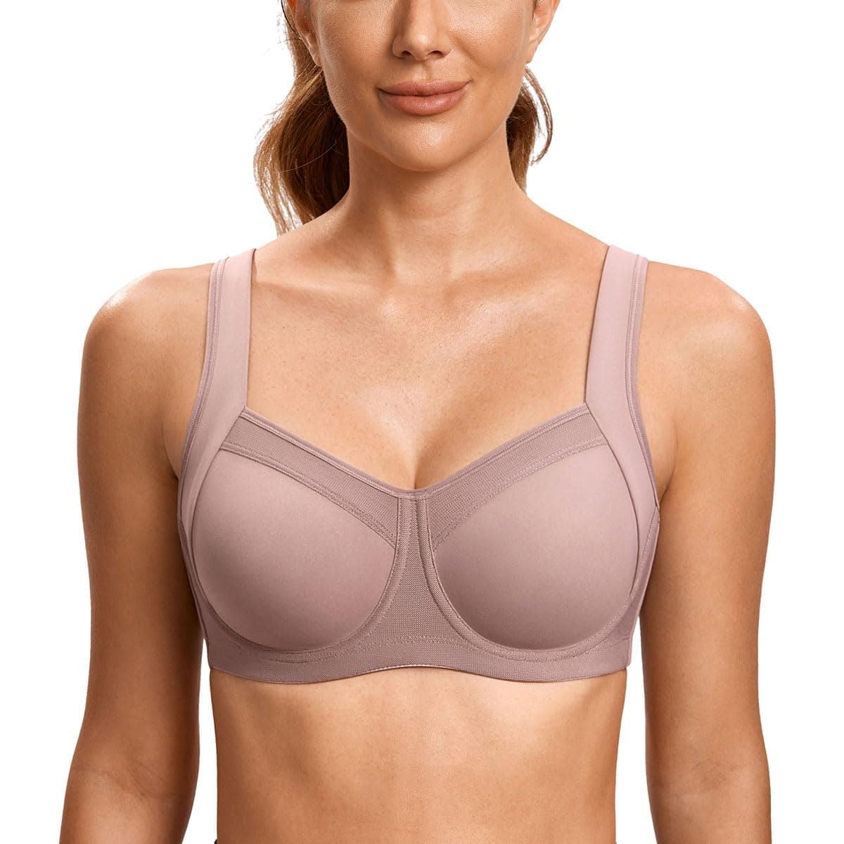 High Impact Sports Bras for Women No Uniboob Unlined Underwire Adjustable Cross Back Bra