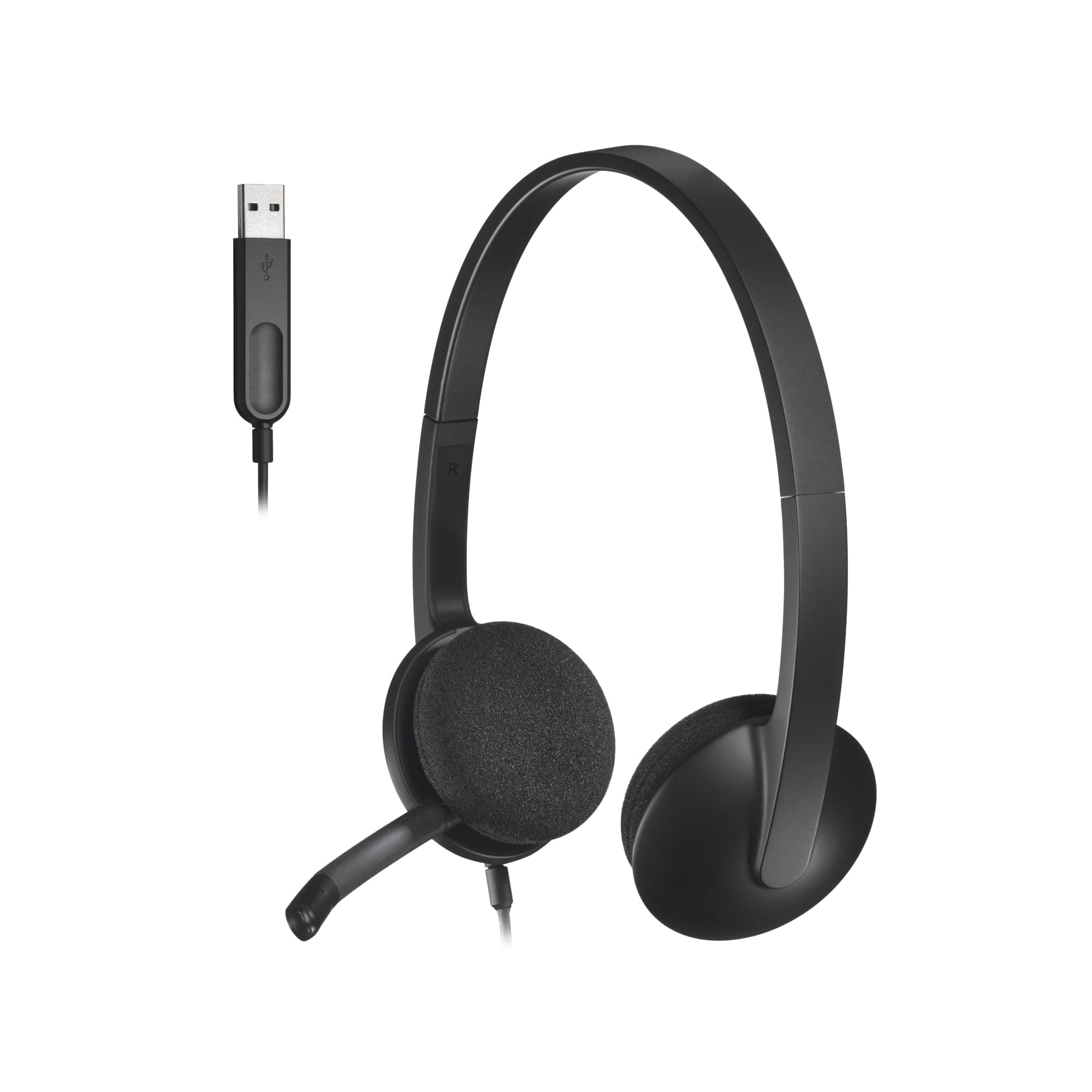 USB Headset H340, Stereo, USB Headset for Windows and Mac - Black